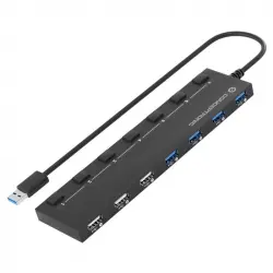 Conceptronic HUBBIES09B HUB USB 3.0 4x Puertos USB 3.0 + 3x Puertos USB 2.0 con Interruptores