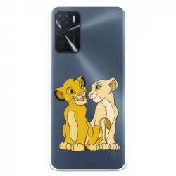 Funda para Oppo A16 Oficial de Disney Simba y Nala Silueta El Rey León