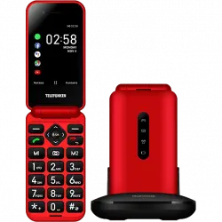 Móvil - Telefunken S740, Plegable, Para mayores, Bluetooth, 512 Mbit+4 GB, Pantalla 2.8", 320x240 Pixeles, Rojo
