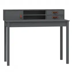 Vidaxl Escritorio De Madera Maciza De Pino Gris 110x50x93 Cm