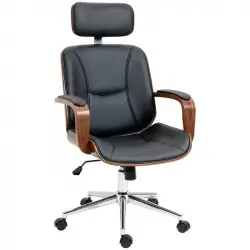 Vinsetto Silla de Oficina de Cuero PU con Reposacabezas Extraíble Negro