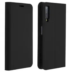 Avizar Funda de Cuero Negra para Samsung Galaxy A7 2018