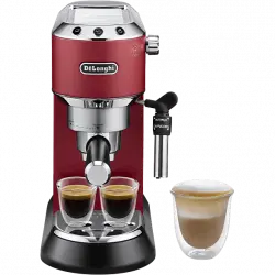 Cafetera express - De'Longhi Dedica EC685.R, Thermoblock, Espresso manual, Función 2 tazas, 1300 W, 15 bar, Rojo