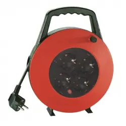 Extrastar Enrollacables 4 Tomas 10m Negro/Rojo