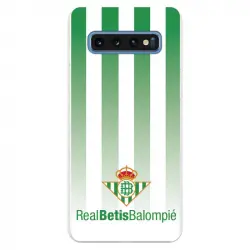 Funda Para Samsung Galaxy S10 Del Betis Fondo Rayas Verdiblancas - Licencia Oficial Real Betis Balompié