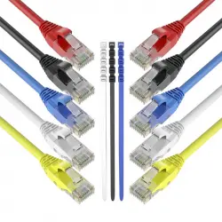 Max Connection Pack 10 Cables de Red UTP RJ45 Cat.6 24AWG 2m + 15 Bridas Colores Surtidos