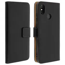 Avizar Funda Tipo Libro de Cuero Negra para Xiaomi Redmi Note 6 Pro