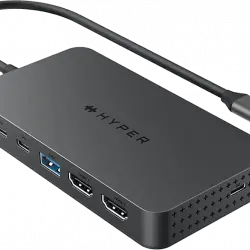 Hub USB/Concetrador - Hyper Next Dual, 7 puertos, HDMI, USB-C, USB-A, 100 W, Gris