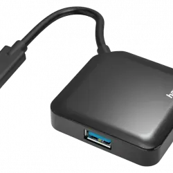 Hub USB - Hama 00200112, USB-C-Hub, 4 Puertos, 3.2 Gen1, Adaptador de 5 Gbit / s, Negro