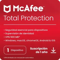 McAfee Total Protection 1 Dispositivo 1 Año Licencia Digital