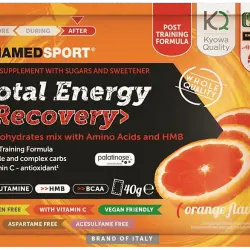 Suplemento alimenticio - NamedSport Total Energy Recovery, 40 g, L-glutamina + HMB BCAA, Sabor naranja