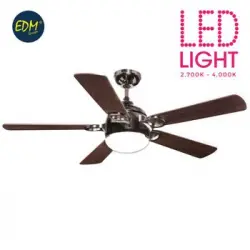 Ventilador Techo Led Modelo Kara Ø132cm Wengue Cromado 1540 Lumens Edm