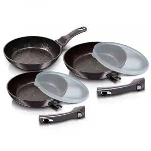 Berlinger Haus Carbon Pro Juego 3 Sartenes Inducción 20-24-28 Cm Aluminio, Antiadherente Gris Oscuro