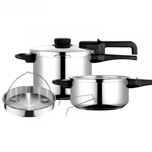 Fagor Dual Xpress 6/4 Olla A Presión 6 + 4 Litros, Inducción, Express Super Rápida, Acero Inox. 18/1