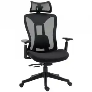 Vinsetto Silla De Oficina De Malla Reposacabezas Ajustable 70x66x120-128cm Negro