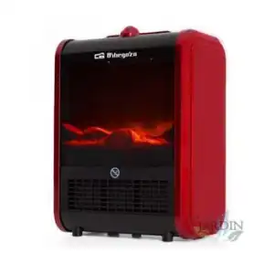Chimenea Eléctrica Orbegozo Con Efecto Fuego Y Diseño En Color Rojo Y Negro. Potencia De 1500 W Con Selector De 3 Posiciones.