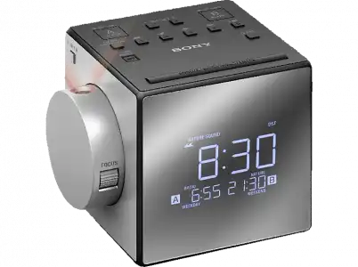 Despertador - Sony ICF-C1PJ, Plata, Proyección de la hora