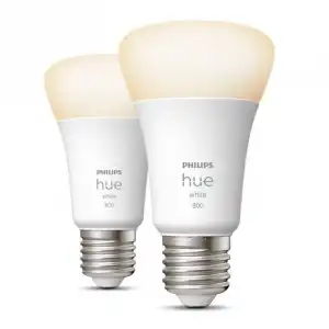 Philips Hue White Pack 2 Bombillas LED Inteligentes E27 9W Luz Blanca Cálida