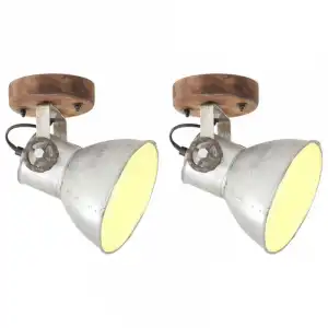 VidaXL Pack 2 Focos de Pared Industriales E27 Plata
