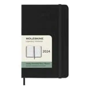 Agenda anual 2024 Moleskine Pocket semana vista horizontal tapa dura Negro