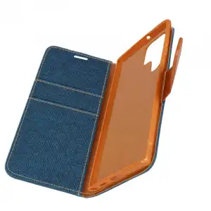 Avizar Funda Tarjetero Tejida con Soporte Azul para Samsung Galaxy S22 Ultra