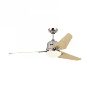 CasaFan Eco Aviatos BN-AH Ventilador de Techo con Motor DC Luz y Mando 24W Arce/Cromo Satinado