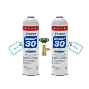 Pack 2 Envases (+ Valvula) Gas Refrigerante Orgánico Ecologico Minus 50 Para Sistemas R12 R134a R123
