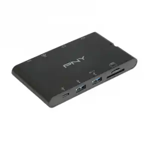 PNY A-2UF-2TC-K01-RB Mini Dock Portátil USB-C a HDMI/VGA/RJ-45/2x USB-A 3.1/2x USB-C PD 100W