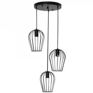 Homcom Lámpara Colgante Estilo Industrial Con 3 Puntos De Luz Ø38x145 Cm Negro