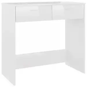 Vidaxl Escritorio De Madera Contrachapada Blanco Brillo 80x40x75 Cm