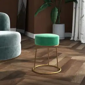Vidaxl Hocker Redondo Azul Claro Terciopelo