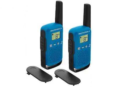 Walkie Talkies - Motorola TLKR T42, 2 Unidades, 16 Canales, LCD, Alcance 4 Km, Función Scan, AAA, Azul