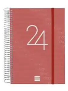 Agenda anual 2024 Finocam A5 Year E10 día por página Rojo