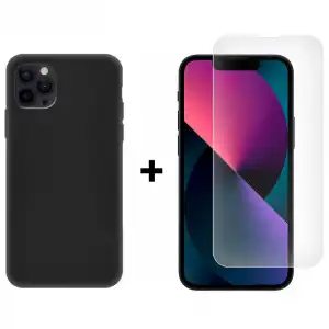 Icoveri Pack Funda TPU Antigolpes Negra + Cristal Templado 9H para iPhone 14