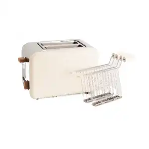 Pack Toast Retro Pequeña Tostadora Para Rebanadas Anchas + 2 Pinzas De Rejilla Para Sándwiches