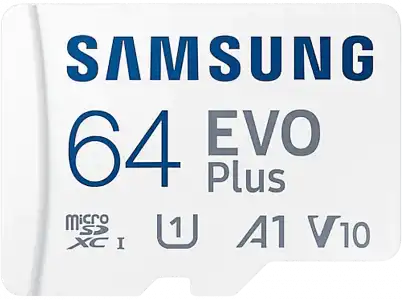 Tarjeta Micro SDXC - Samsung Evo Plus MB-MC64KA/EU, 64 GB, Clase 10, V10. UHS-I, Lectura 130 MB/s, Blanco