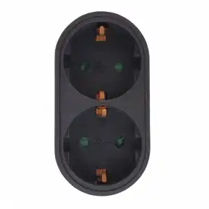 Eurobric Adaptador Schuko Doble Frontal 16A Negro