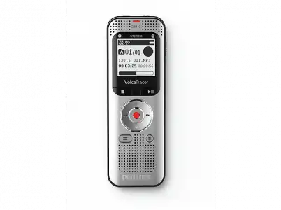 Grabadora de voz - Philips VoiceTracer DVT2050, 8 GB, Reconocimiento voz, MP3, PCM, Gris