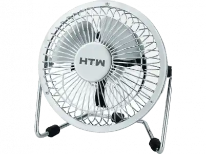 Mini ventilador - HTW TAF0404BN, USB, 3W, 1 velocidad, 4 aspas, 10 cm Diámetro, Plata