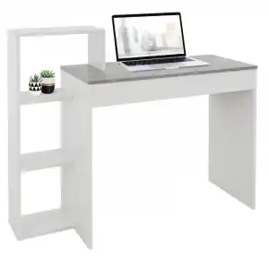 ML-Desing Escritorio con Estantes Mesa De Trabajo 110x72x40cm Blanco/Gris