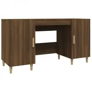 Vidaxl Escritorio De Madera Contrachapada Roble Marrón 140x50x75 Cm