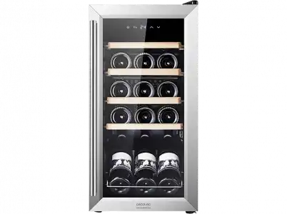 Vinoteca - Cecotec 02343 GrandSommelier 15000 Inox Compressor, Compresor, 15 botellas, 5 18 ºC, LED, Negro
