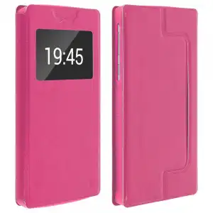 Clappio Funda Cartera con Ventana Rosa para Smartphone 5.9"