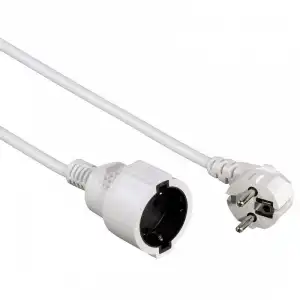 Hama Cable de Alimentación Alargador Schuko 5m Blanco