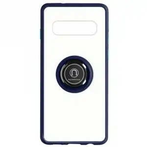 Funda Bimaterial Samsung Galaxy S10 Plus Anillo Metálico Soporte Vídeo Azul