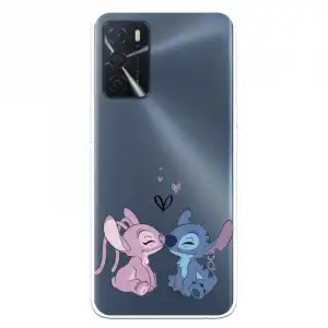 Funda para Oppo A16 Oficial de Disney Angel & Stitch Beso Lilo & Stitch