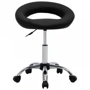 VidaXL Silla de Trabajo con Ruedas Cuero Sintético Negro