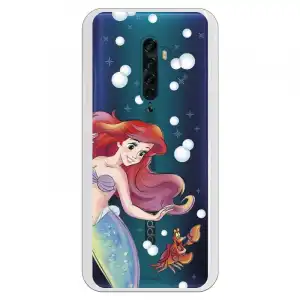 Funda Para Oppo Reno2 Oficial De Disney Ariel Y Sebastián Burbujas - La Sirenita