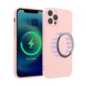 Icoveri Funda Magnética de Silicona Rosa para iPhone 12 Pro