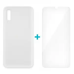 Icoveri Pack Funda Gel TPU Antigolpes Transparente + Cristal Templado 9H para Samsung Galaxy A50